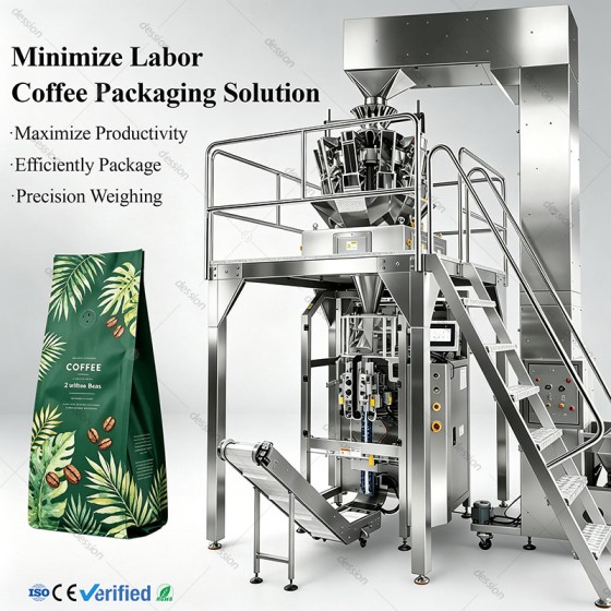 High Accuracy Weighing Coffee Bean VFFS Packing Machine for 500g 1kg Coffee Beans Valve Pouch Filling Packing Machine